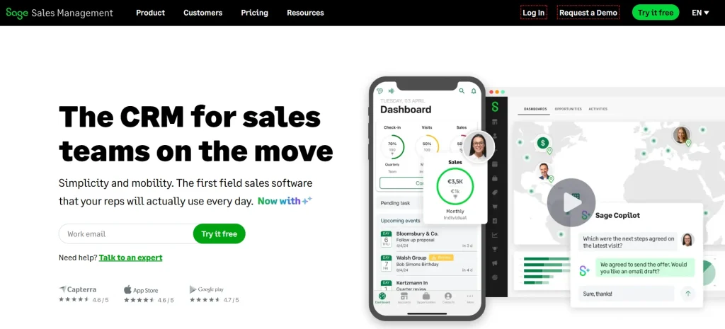 Homepage of ForceManager