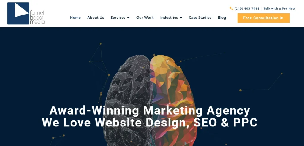 Homepage of Funnel Boost Media