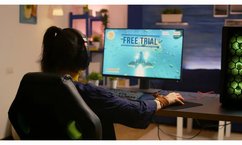 Player playing Browser-Based Games with a Zero-Cost Trial