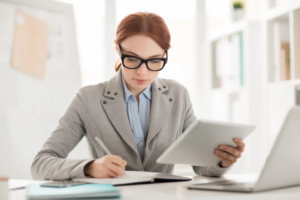Independent accountant working on her desk