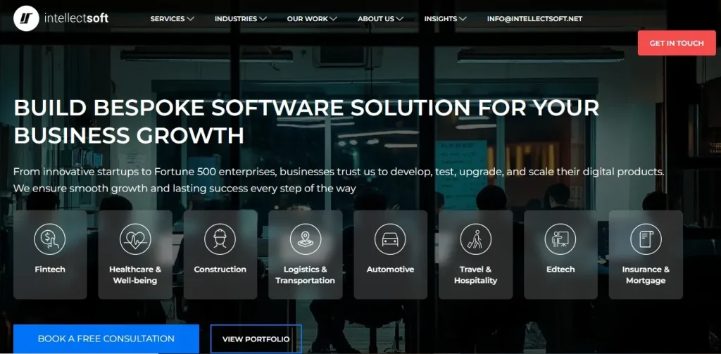 Homepage of Intellectsoft