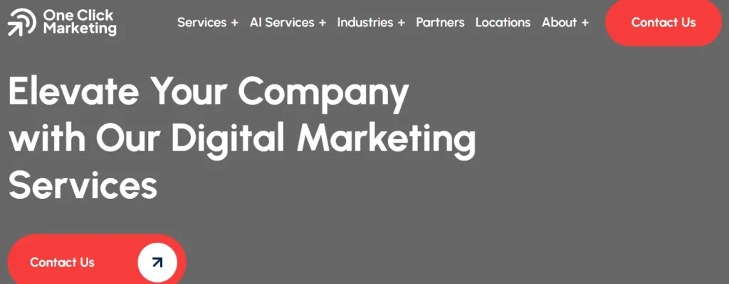 Homepage of One Click Marketing