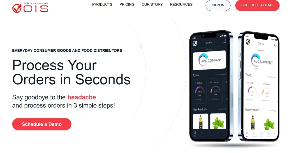 Homepage of Orders in Seconds