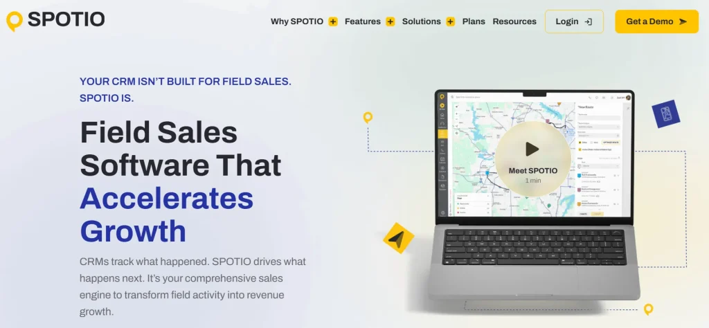 Homepage of Spotio