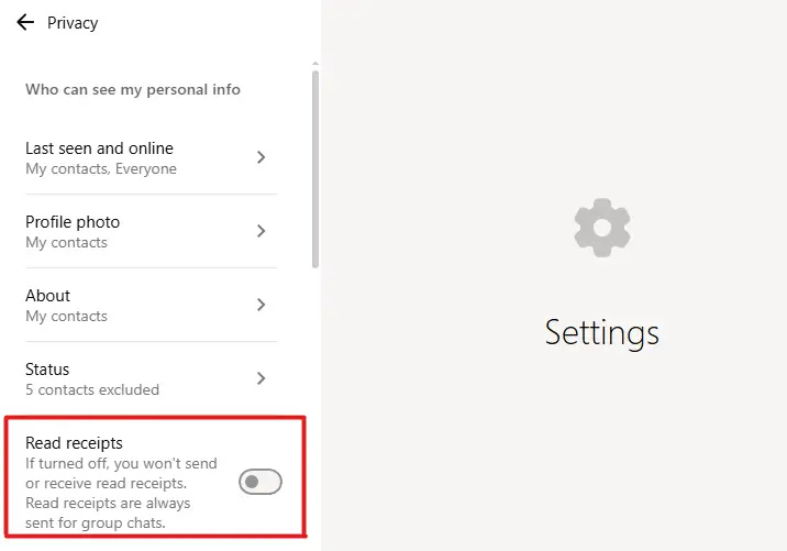 Read receipts off on Desktop web