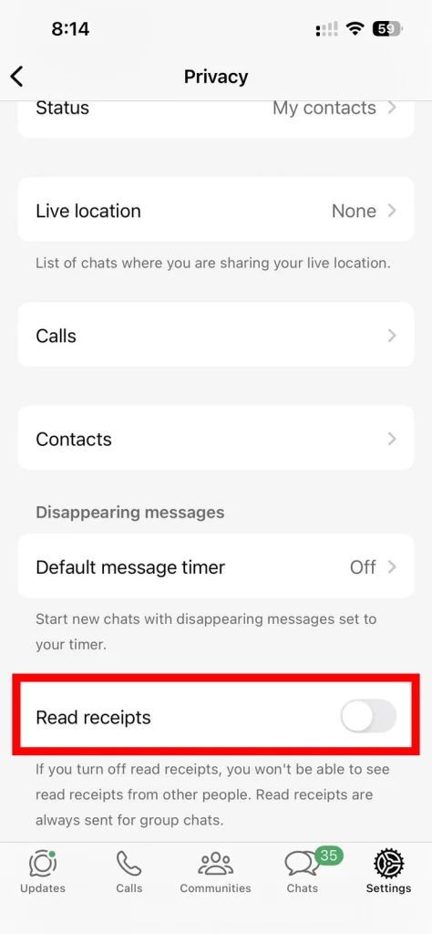 Read Receipts on iOS