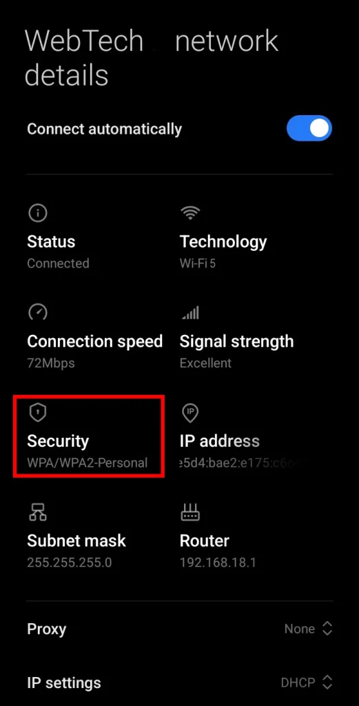Screenshot of wifi settings by NogenTech