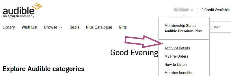 Go to account details