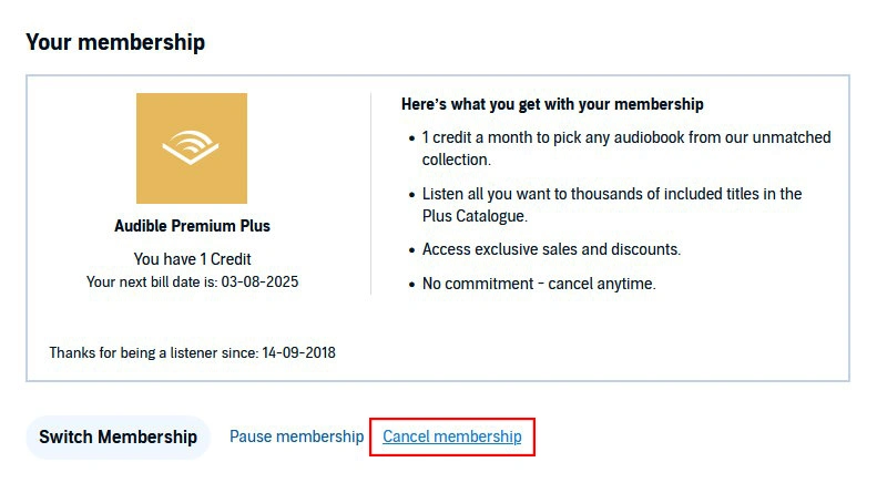 Click on cancel membership