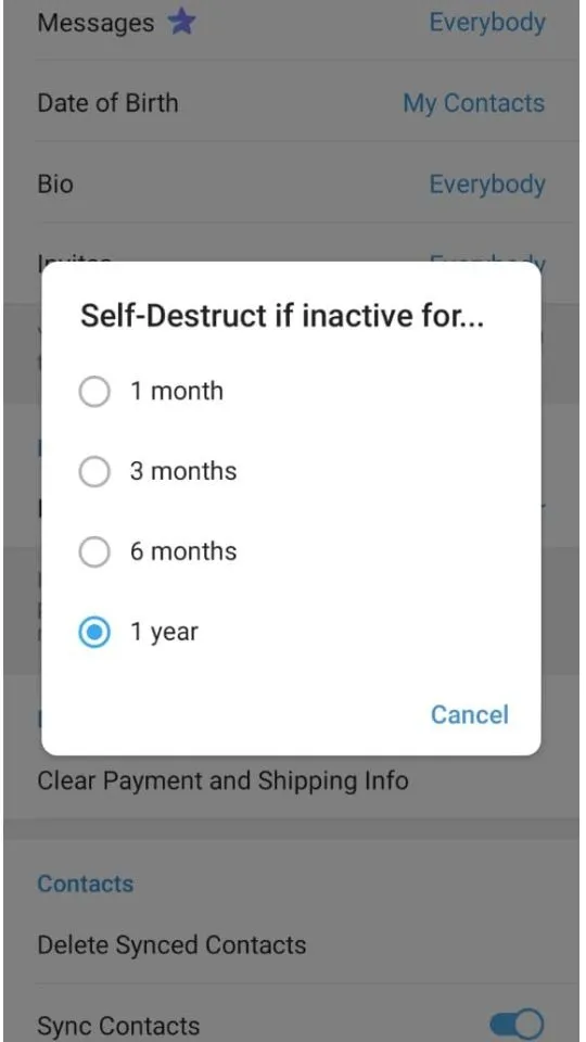 Choose time period to deactivate for a short time