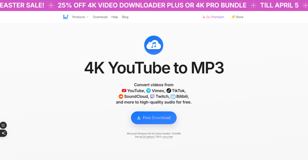 Screenshot of 4K YouTube to MP3 a YouTube to MP3 conveter platform's homepage by NogenTech