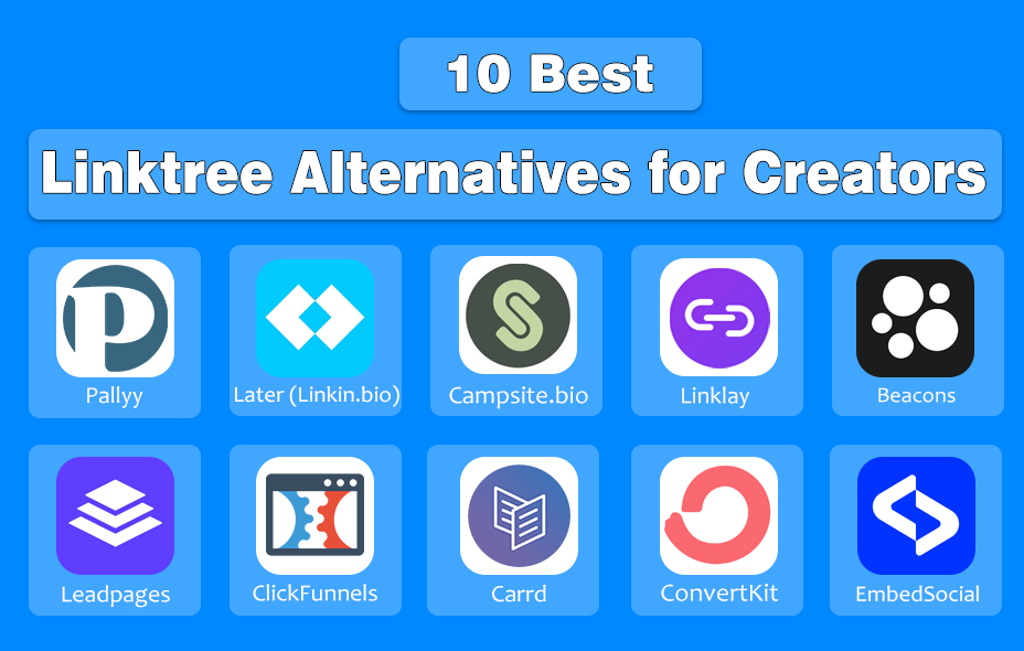 Logos of Top 10 Linktree Alternatives for Creators | Designed by NogenTech