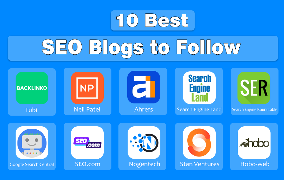 Logos of the 10 Best SEO Blogs to Follow | Designed by NogenTech