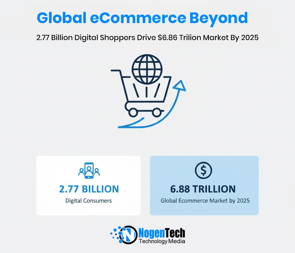 Image of A digital shopping army of 2.77 billion consumers is set to push global eCommerce beyond $6.86 trillion in 2025.