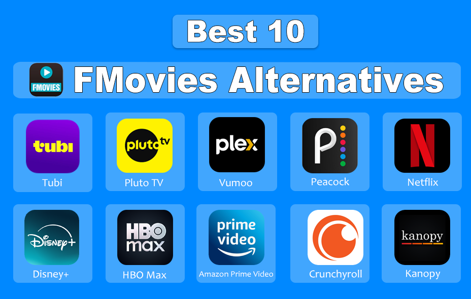 Best 10 FMovies Alternatvies - Logo of 10 streaming sites