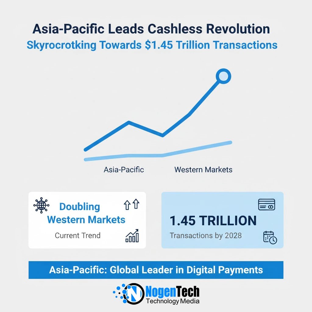 Image of Cashless payments are skyrocketing in Asia-Pacific, already doubling Western markets and racing toward 1.45 trillion transactions by 2028.