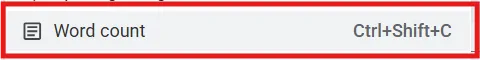 Word Count on Google Docs via Shortcut