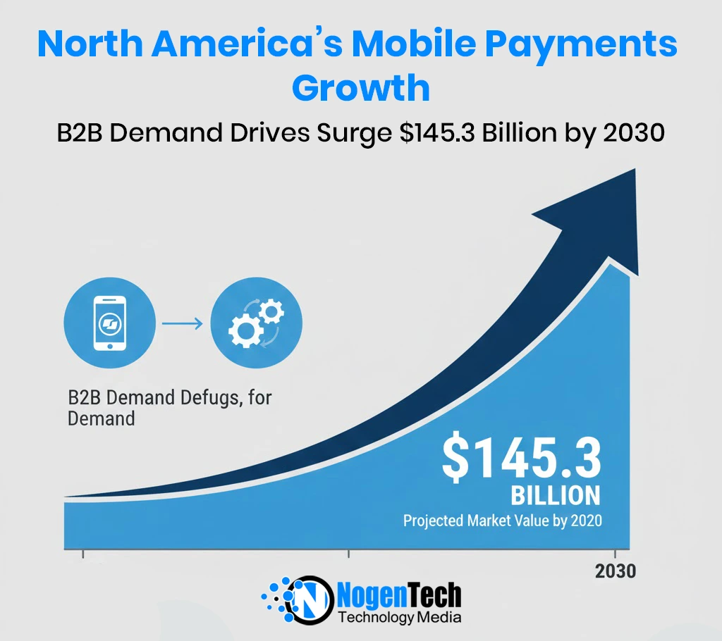 Image of North America’s mobile payments are entering a growth surge, driven by B2B demand and projected to hit $145.3 billion by 2030.