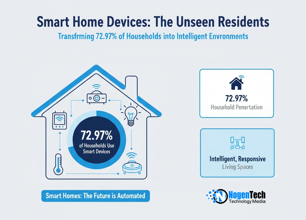 Image of Smart home devices have quietly become the unseen residents of 72.97% of households, transforming ordinary living spaces into intelligent, responsive environments