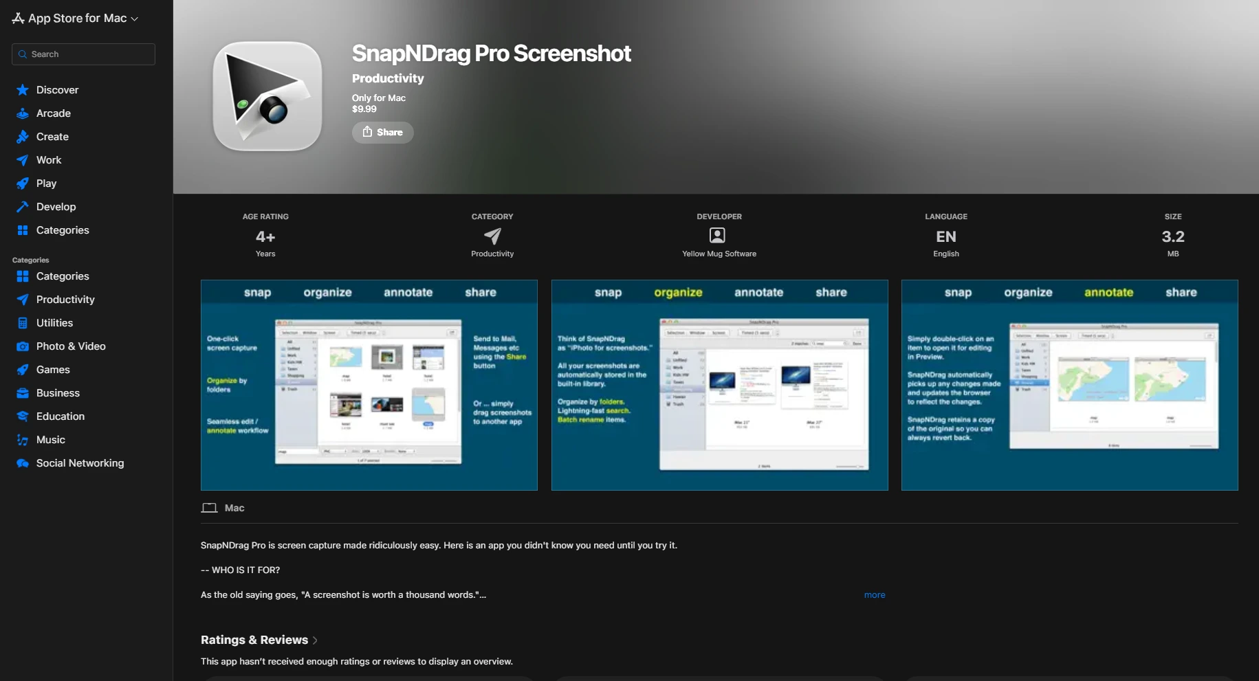 SnapNDrag app preview in Mac App Store