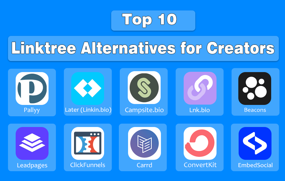 Logos of Top 10 Linktree Alternatives for Creators | Designed by NogenTech