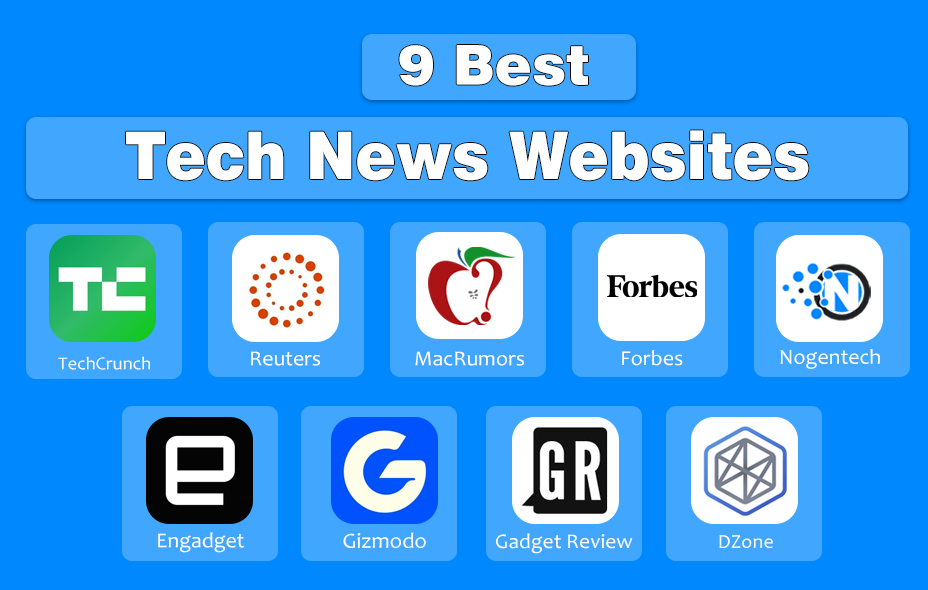 Image showcasing 9 best tech news websites I covered below in this content