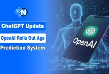 Animated illustration of a person using a phone with the ChatGPT logo, representing OpenAI’s new age prediction feature.
