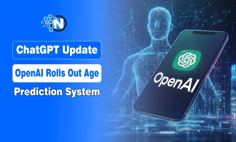 Animated illustration of a person using a phone with the ChatGPT logo, representing OpenAI’s new age prediction feature.