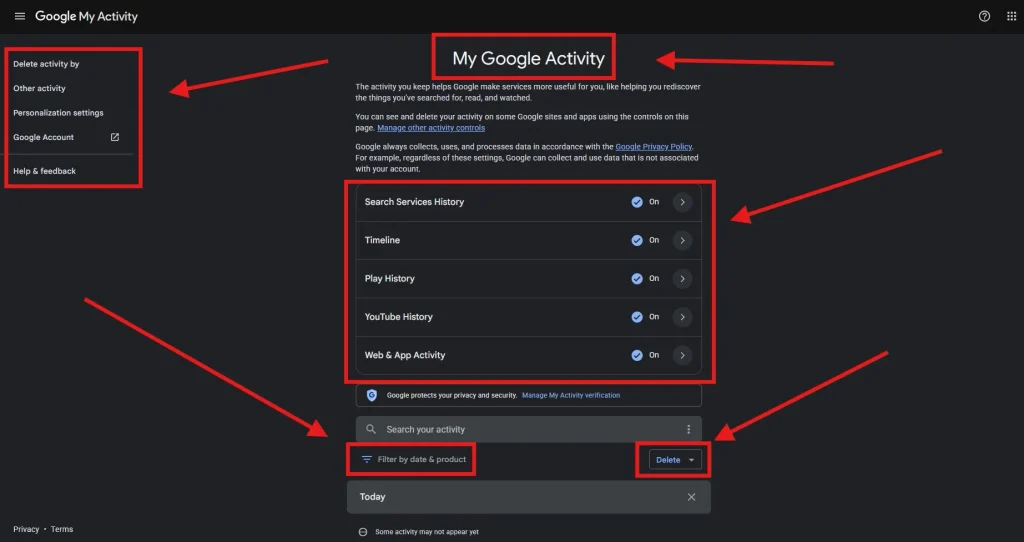 Screenshot of Google My Activity