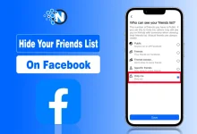 Showing options of settings for hiding the firend list on facebook