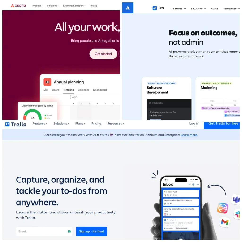 Jira, Asana, Trello