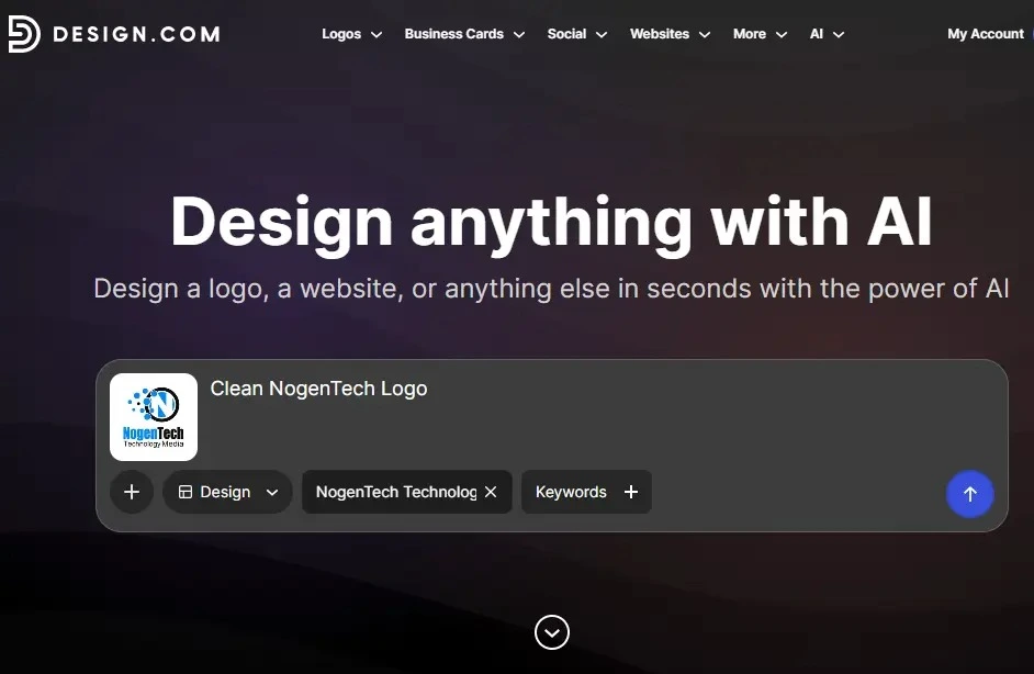 Screenshot of Design.com editing panel by NogenTech