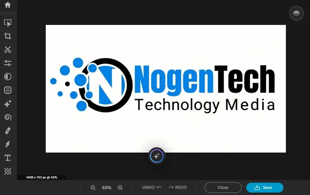 Screenshot of Pixlr editing panel by NogenTech