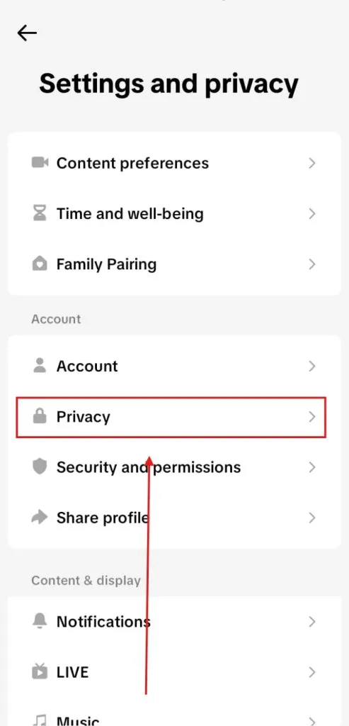 TikTok settings and privacy section visit to turn off comments