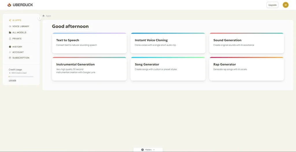 Screenshot of Uberduck Homepage by NogenTech