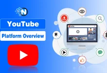 YouTube platform overview with YouTube screen and logo, illustrating video distribution, monetization, and content engagement.