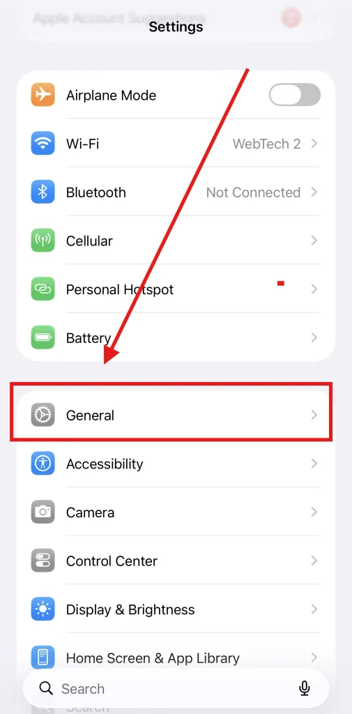 Screenshot of iPhone Settings by NogenTech