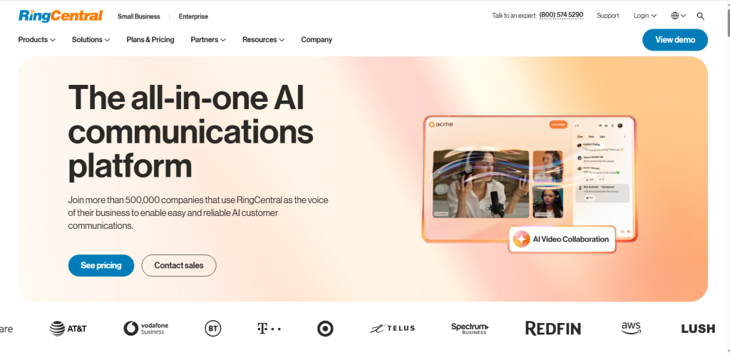 Screenshot from RingCentral website