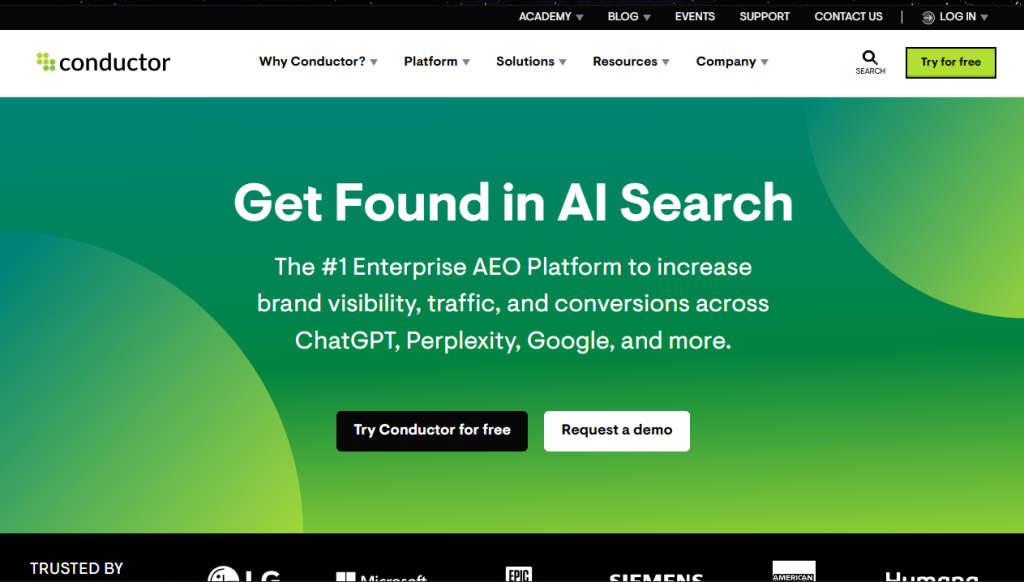Homepage Screenshot of Conductor AI