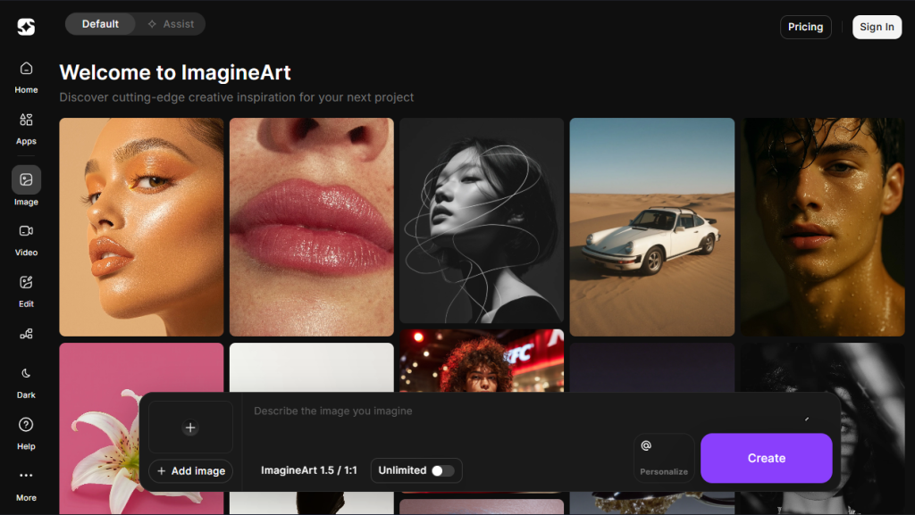ImagineArt home page screenshot captured by nogentech