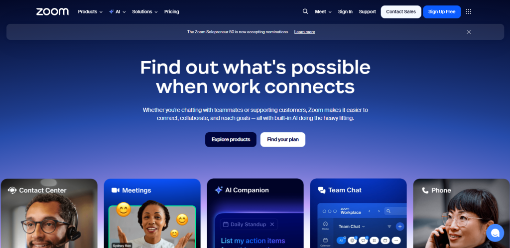 Screenshot  from zoom meeting website