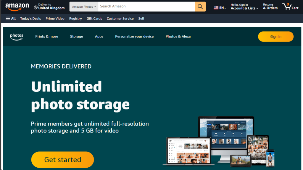 Screenshot from Amazon photo storage feature taken by nogentech.