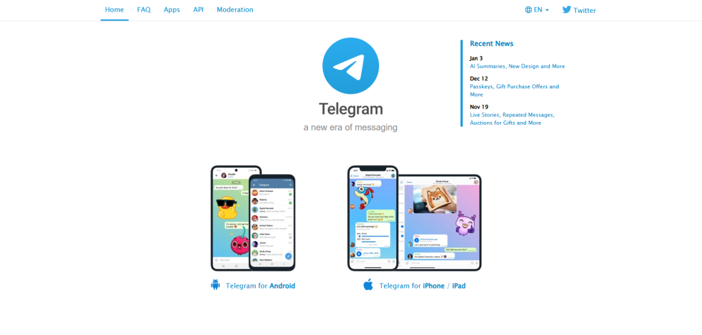 Screenshot from Telegram webpage