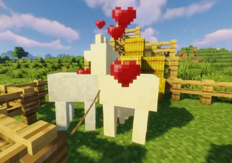 Llama eating wheat in Minecraft