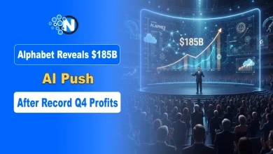 Alphabet Google Q4 earnings report showing AI investment of $185 B and profit text.