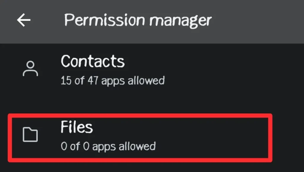 Check the apps that can access your files.