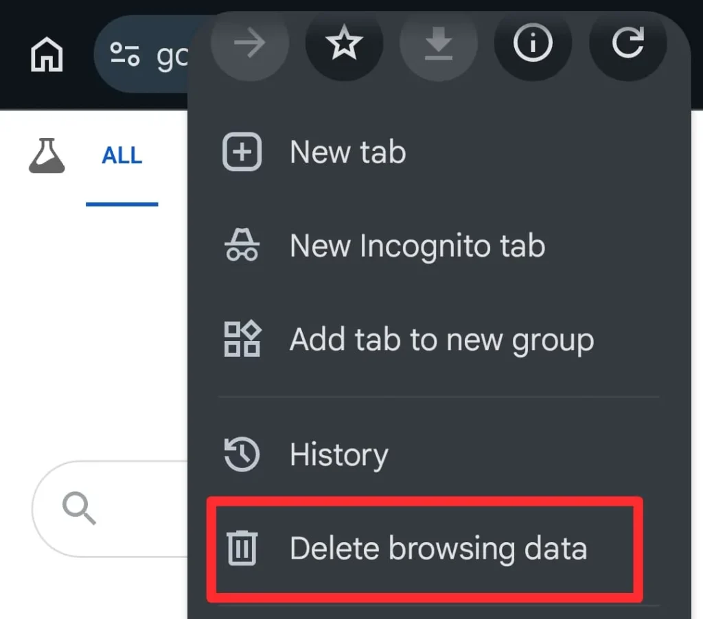 Choose Delete browsing data.