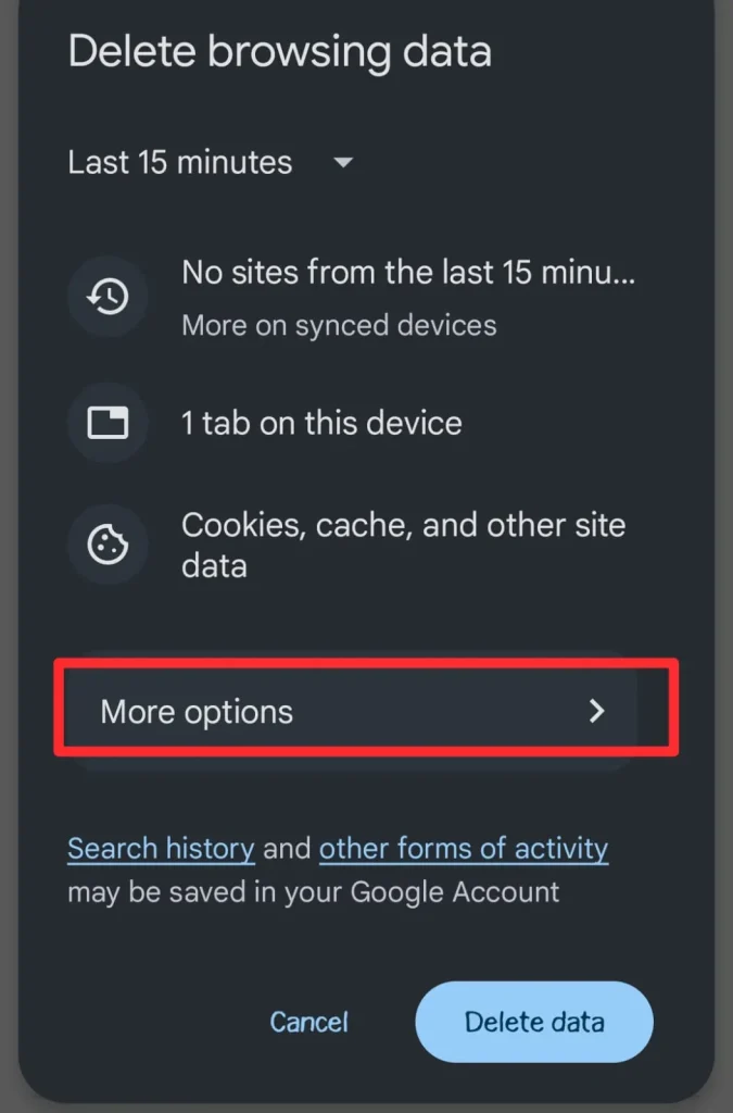 Go to More options.