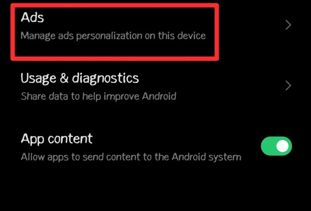 Navigate to Ads and tap on it.