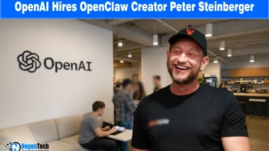 Portrait of Peter Steinberger with OpenAI logo and "OpenAI Hires OpenClaw Creator" text.